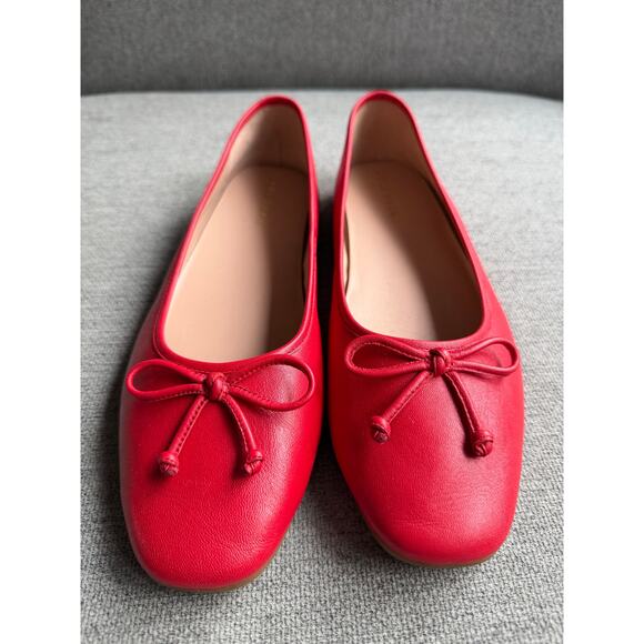 Cole Haan Yara Red Ballet Leather Flats Bow Detail Women's 9.5 - Picture 2 of 13